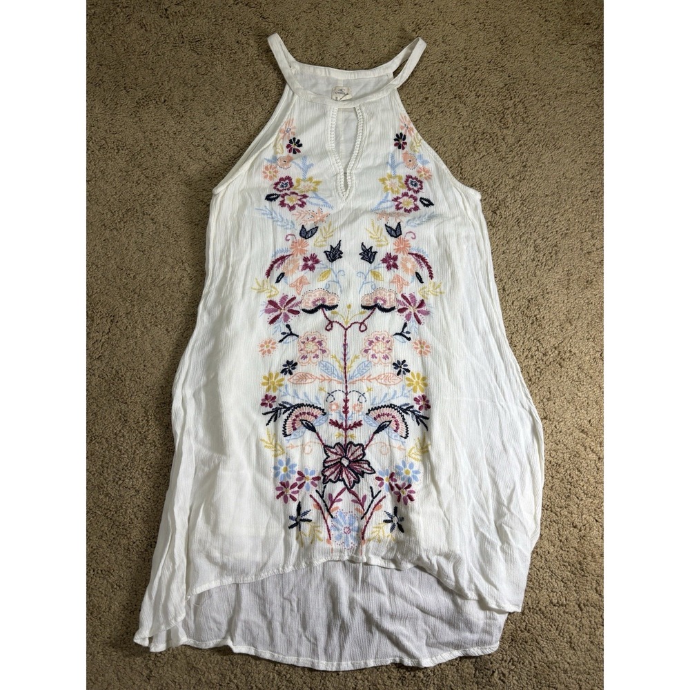 O'Neill Dress Women Small Floral Embroidery Halter Keyhole Opening Boho‎ Surfer